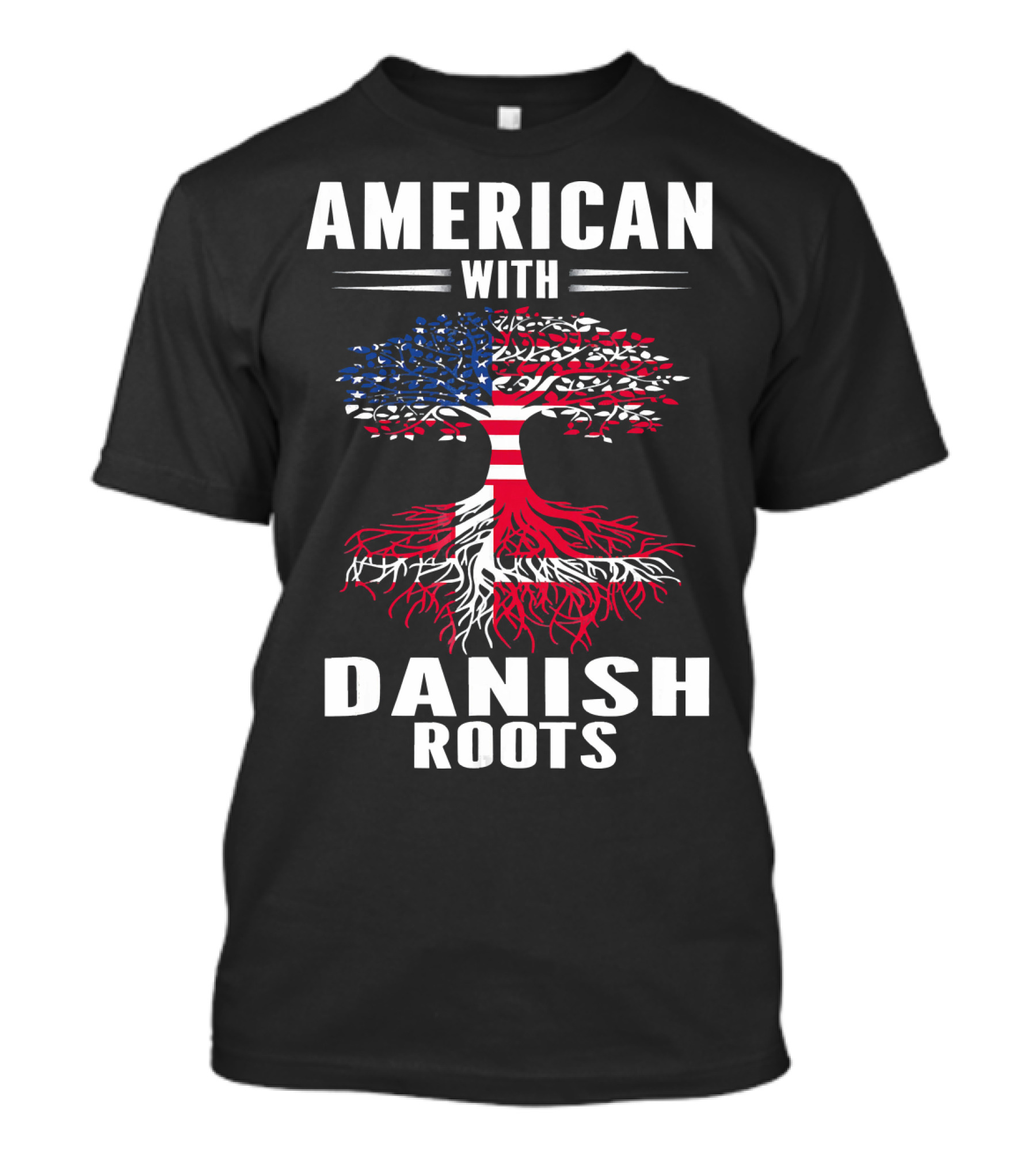 American With Danish Roots Tree Flag T-Shirt