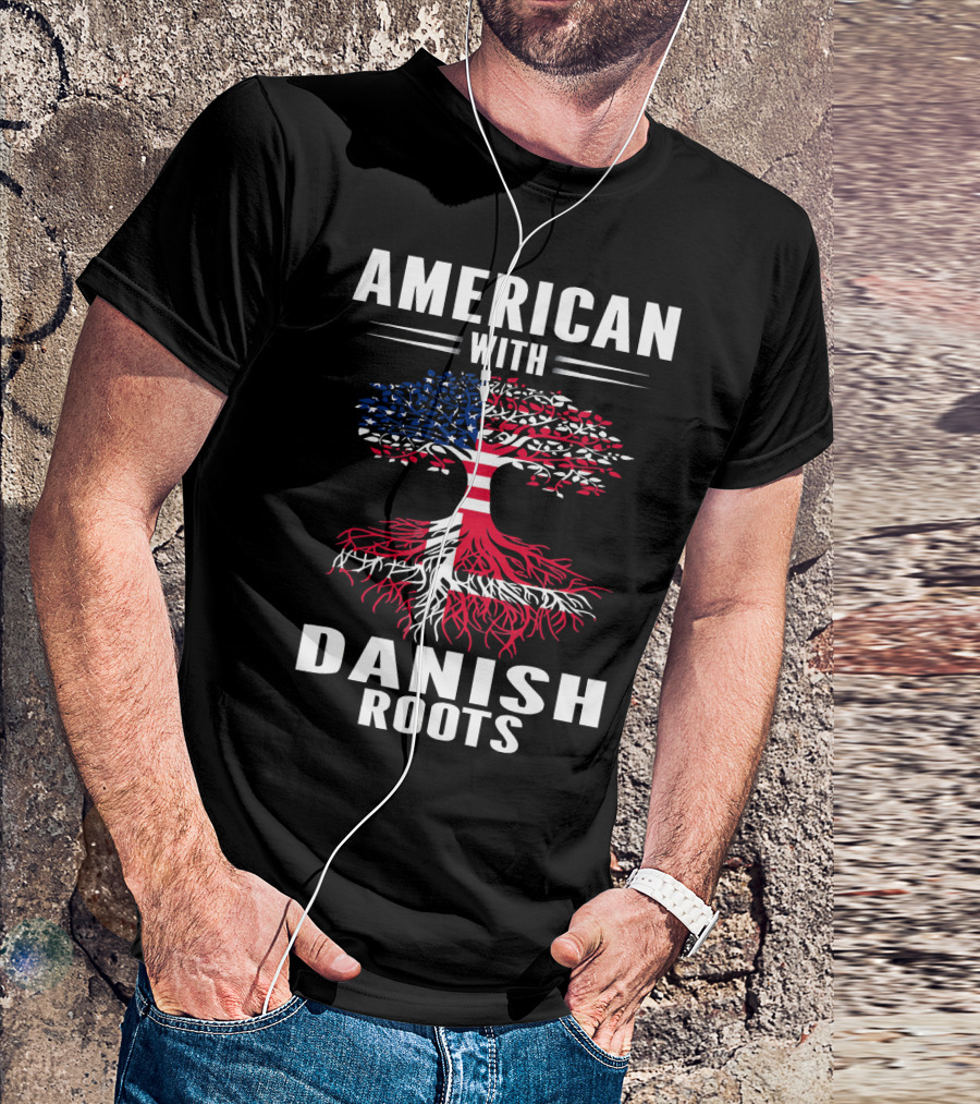 American With Danish Roots Tree Flag T-Shirt