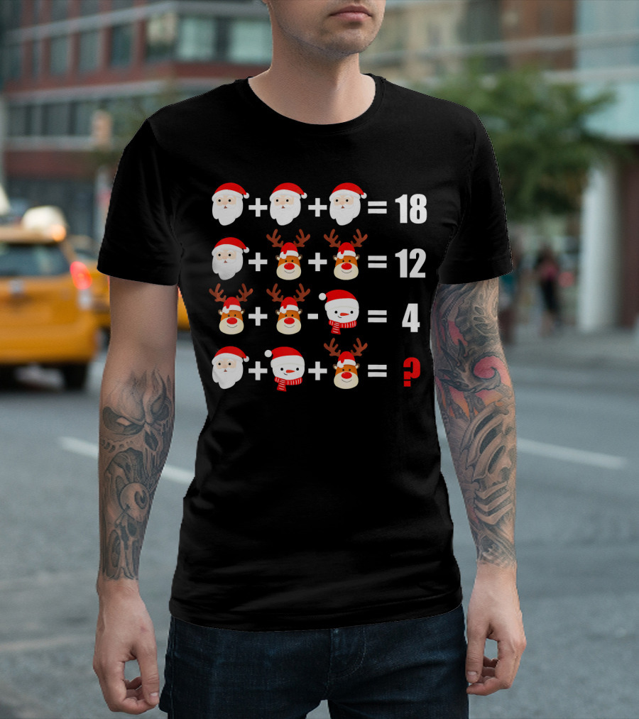 Christmas Maths Puzzle Santa Teacher Equation T-Shirt