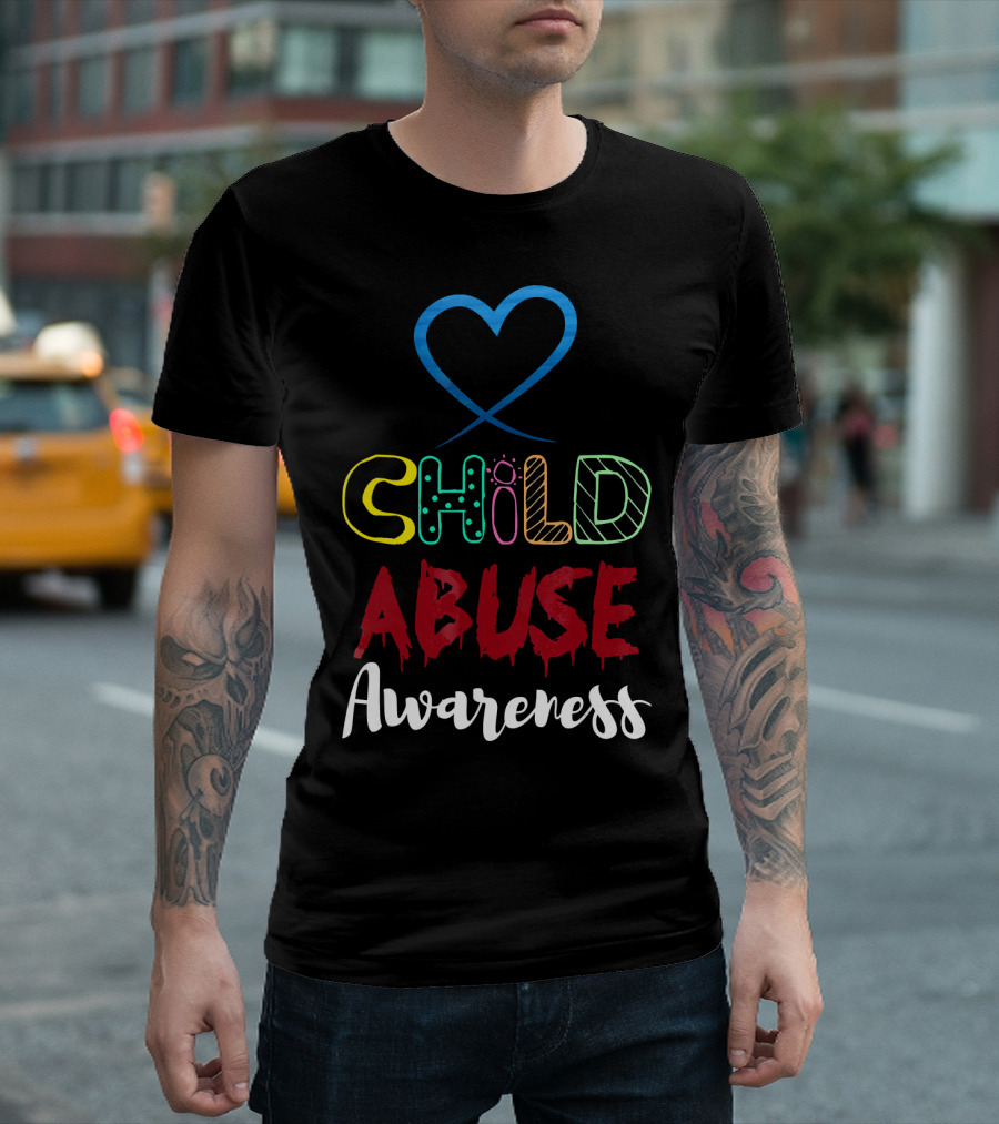 Heart Symbol Child Abuse Awareness Teacher T-Shirt