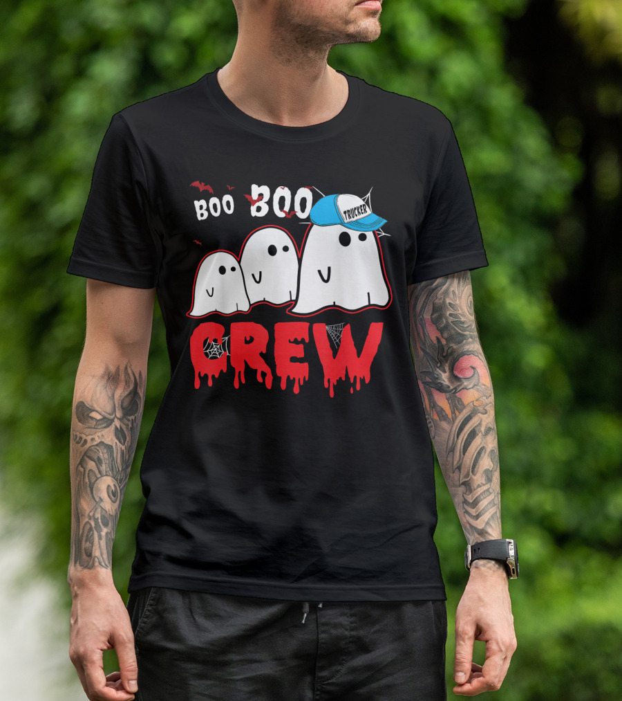Boo Boo Ghost Crew Trucker Halloween T-Shirt