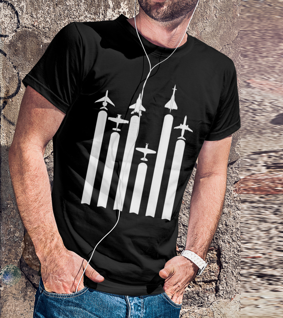 Airplane Pilot Aviation Funny Aircraft Jet Silhouette Collection T-Shirt