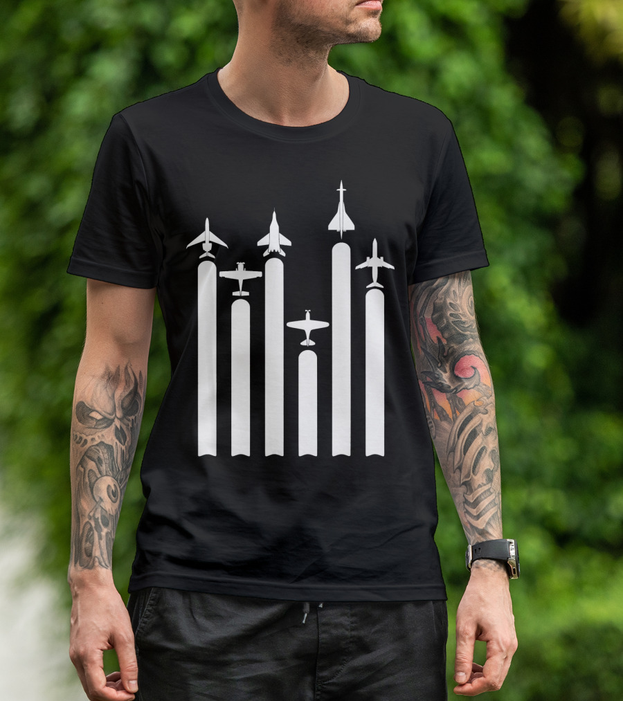 Airplane Pilot Aviation Funny Aircraft Jet Silhouette Collection T-Shirt