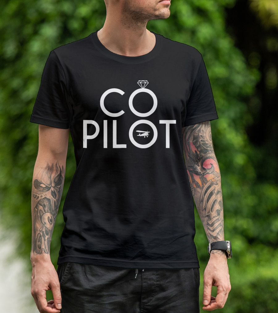 Co Pilot Engaged To Airplane Pilot Diamond Ring Airplane Motif T-Shirt