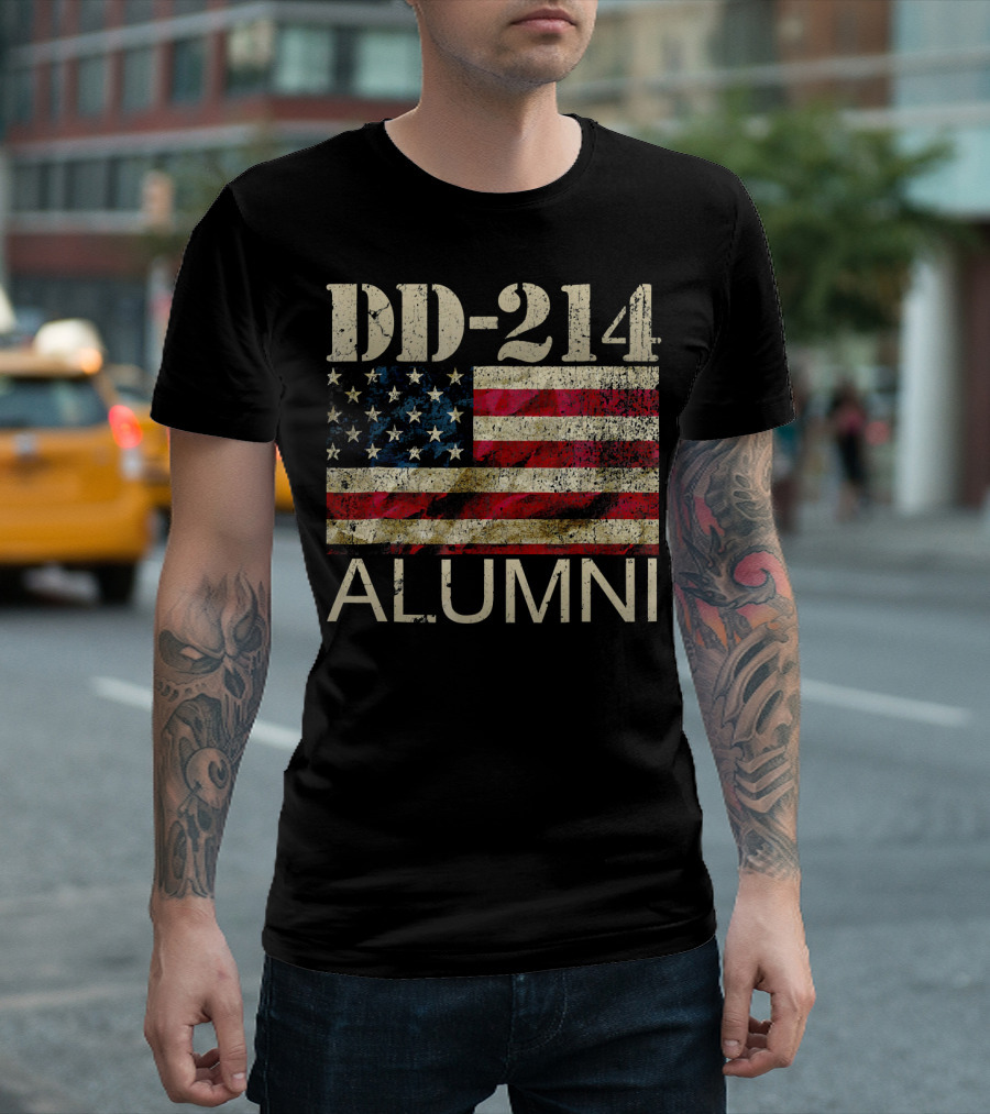 DD 214 Alumni Vintage American Flag T-Shirt