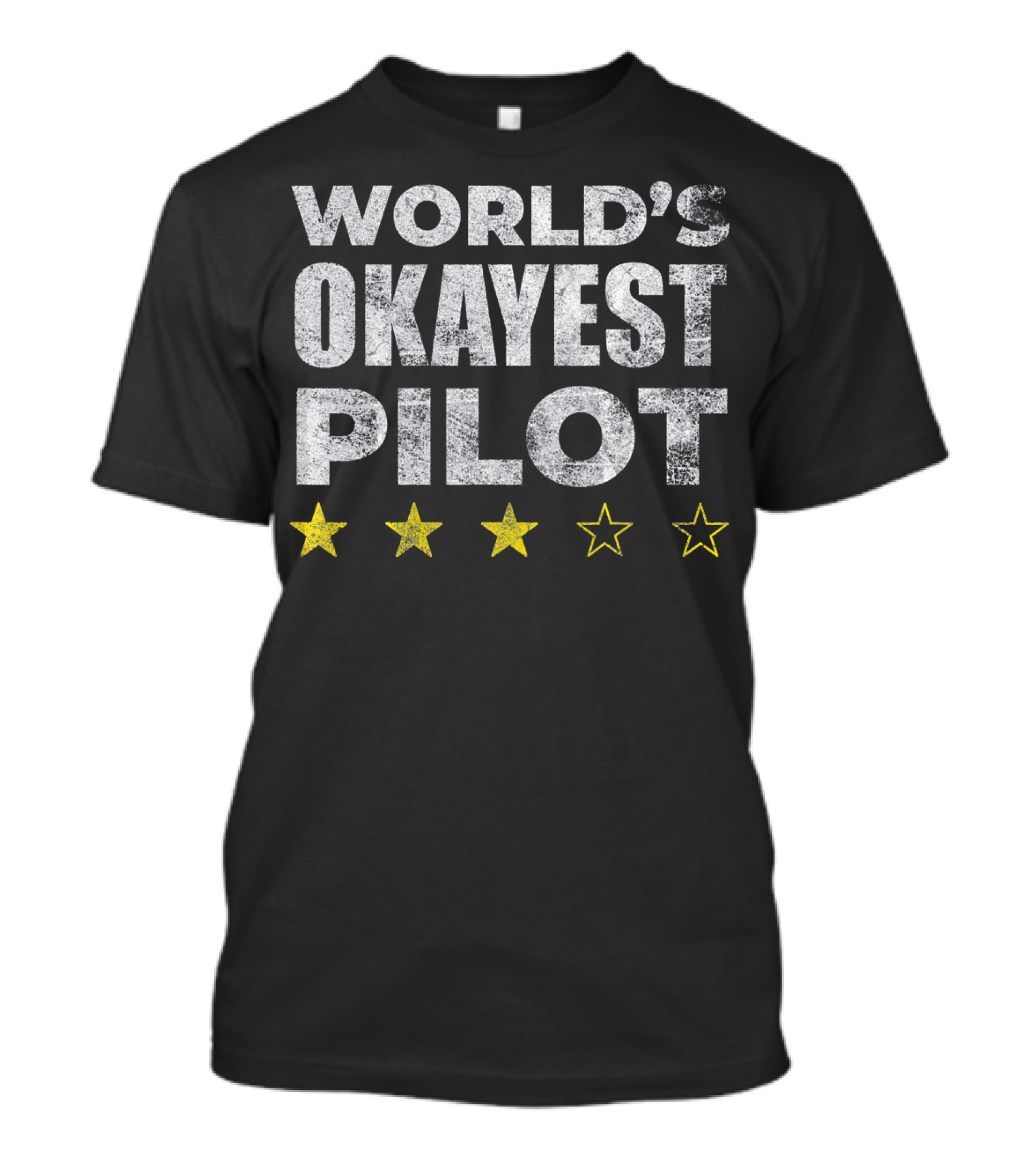 World's Okayest Pilot Vintage Style With Three Yellow Stars T-Shirt