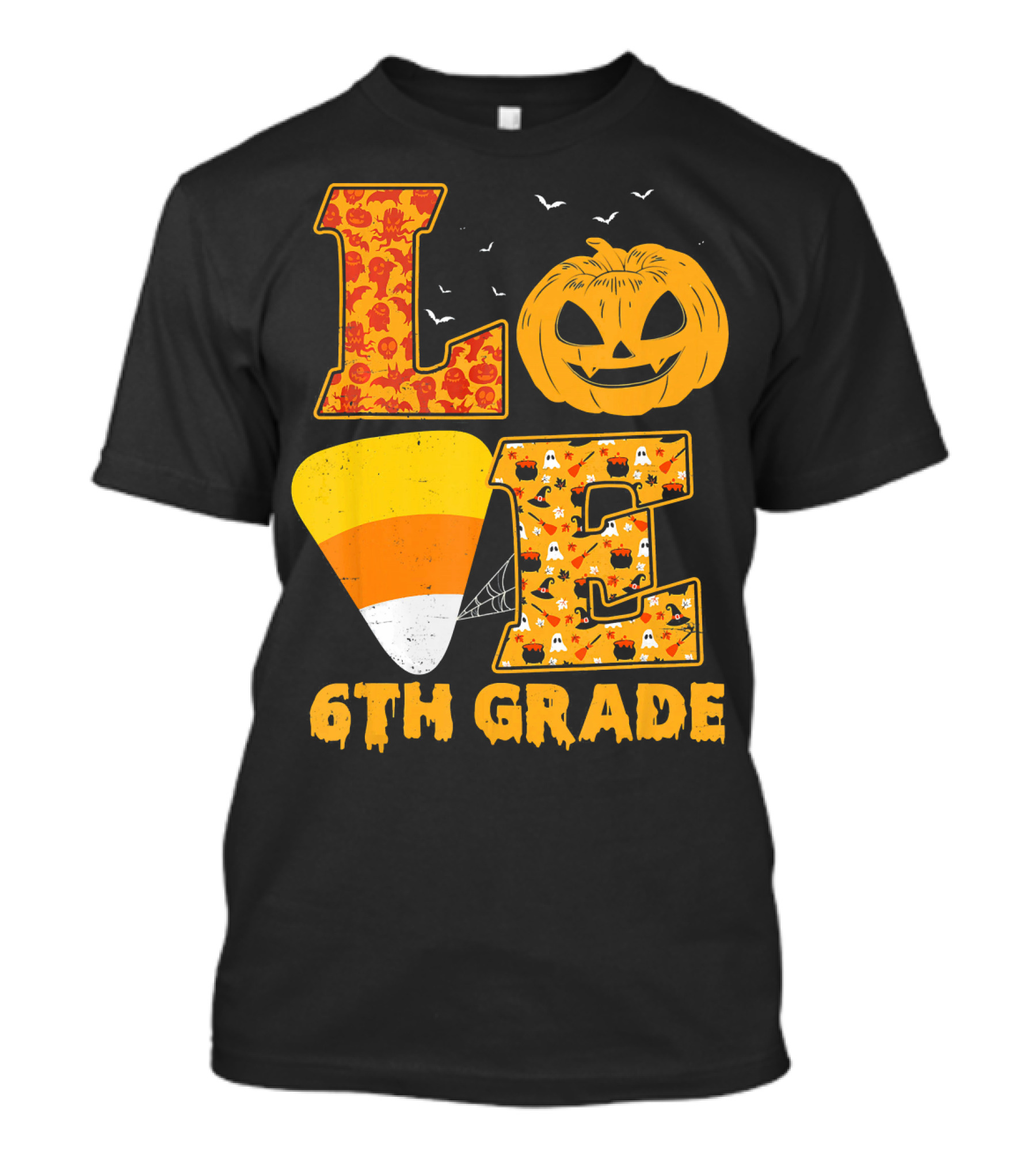 Halloween Pumpkin Candy Corn Love 6th Grade Teacher T-Shirt