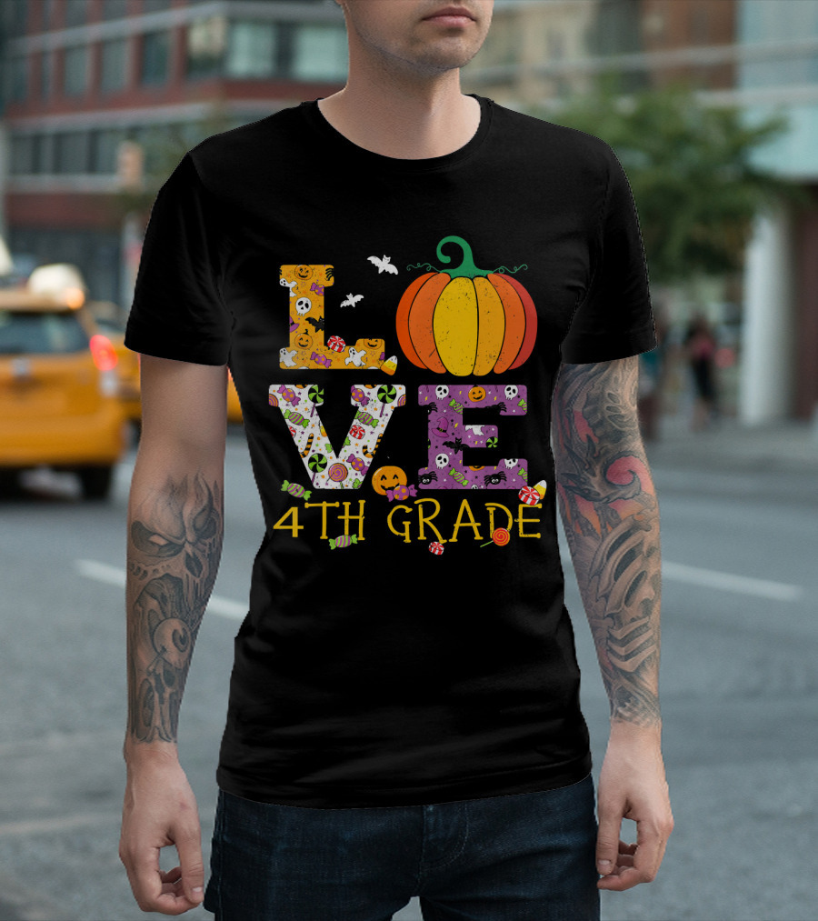 Halloween Love 4th Grade Pumpkin T-Shirt