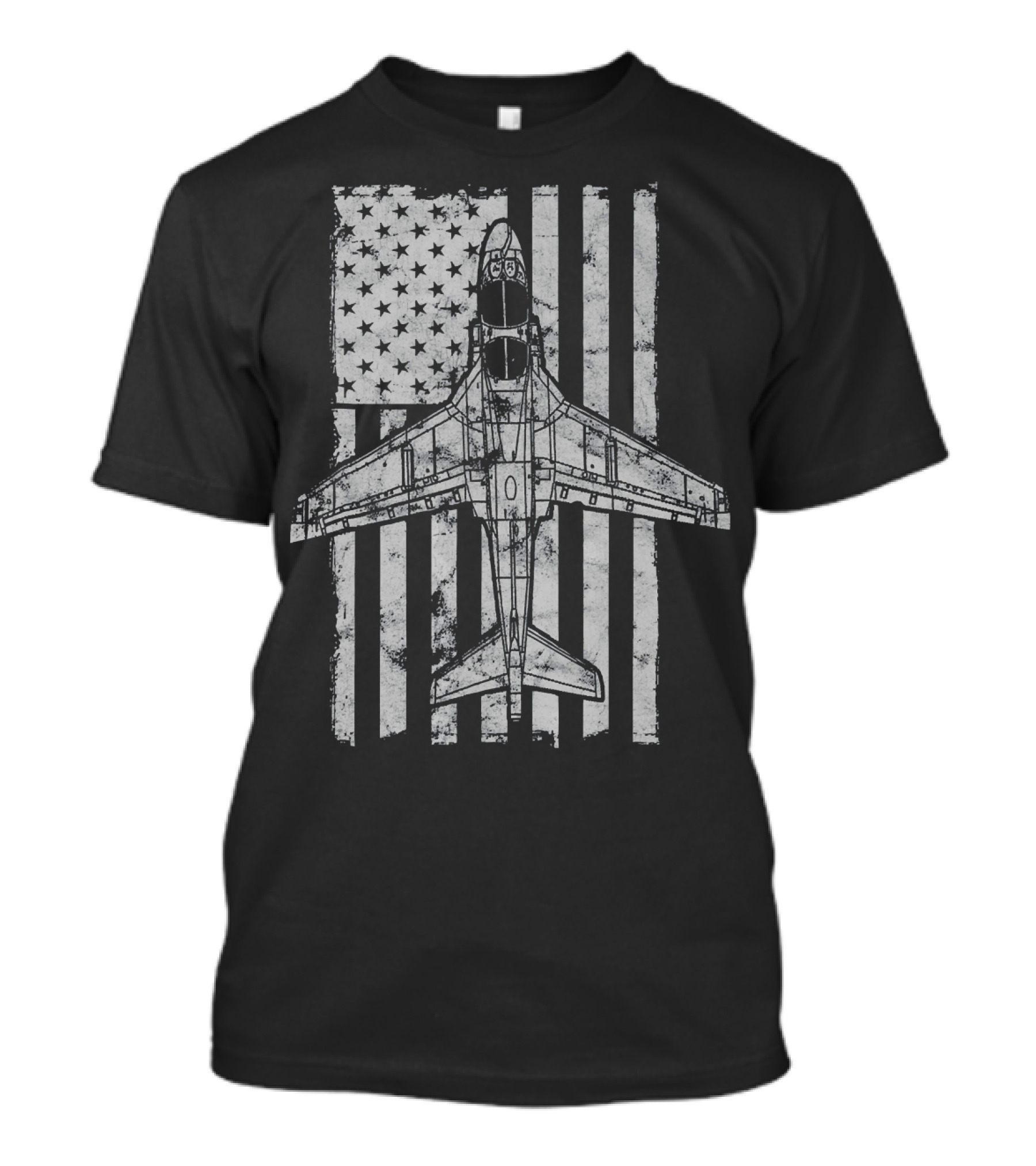 EA 6B Prowler Military Airplane American Flag Background T-Shirt