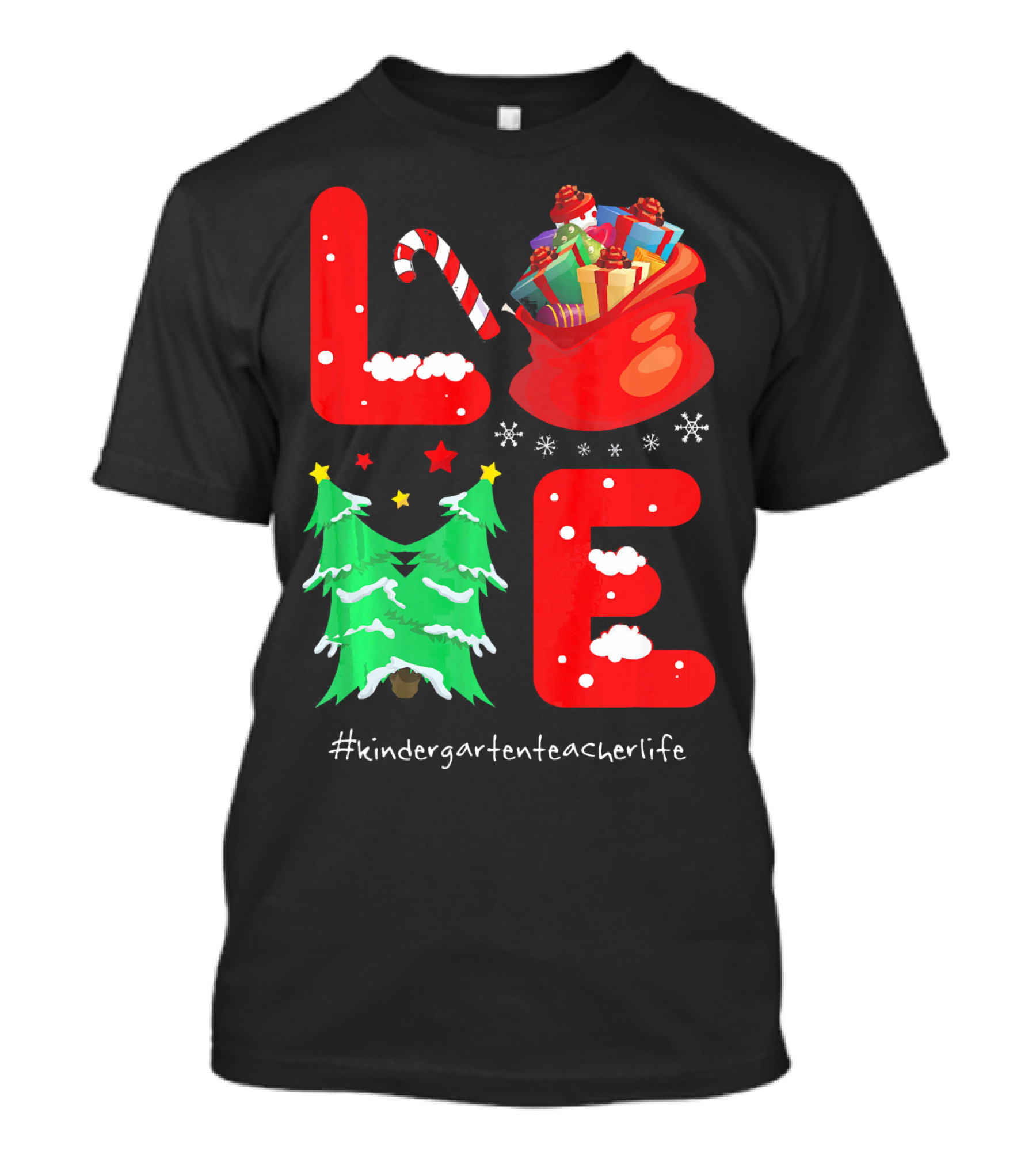 Love Christmas Kindergarten Teacher Life T-Shirt