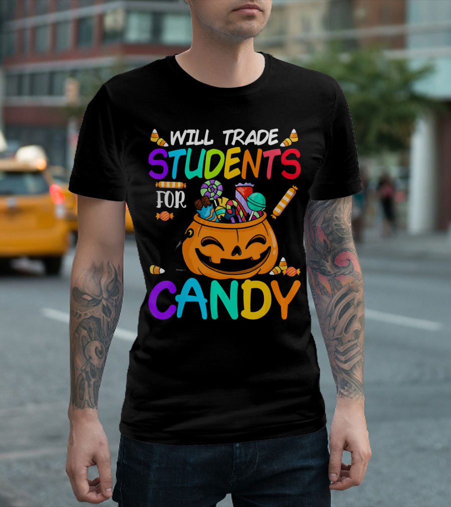 Will Trade Students for Candy Halloween Pumpkin T-Shirt