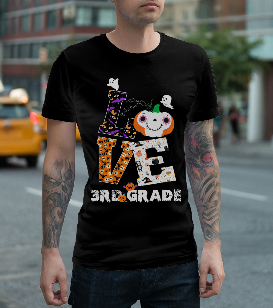 Love Halloween 3rd Grade Teacher Ghosts Pumpkin T-Shirt