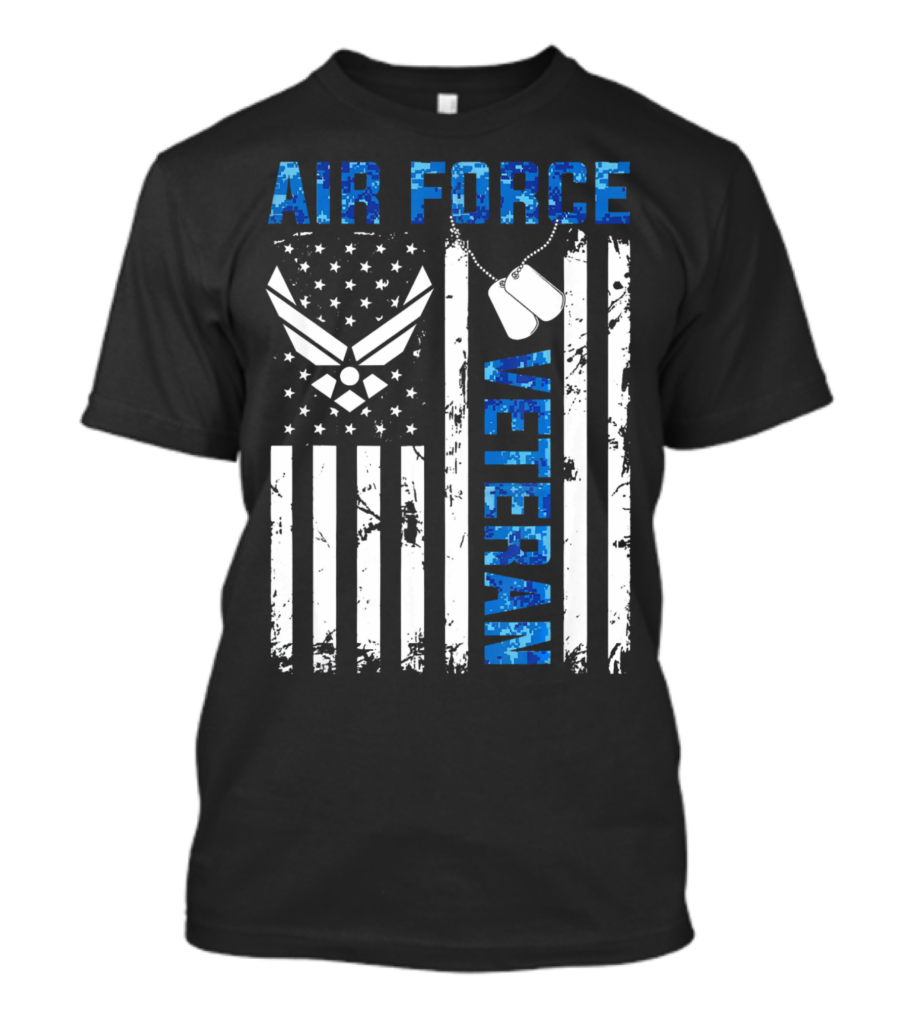 Air Force Veteran Distressed Flag Dog Tag USAF T-Shirt
