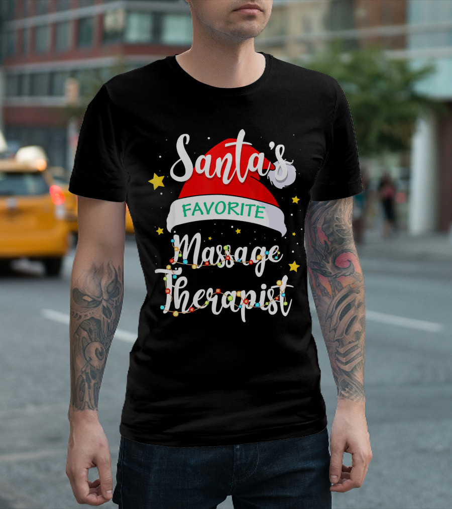 Santa's Favorite Massage Therapist Funny Xmas T-Shirt