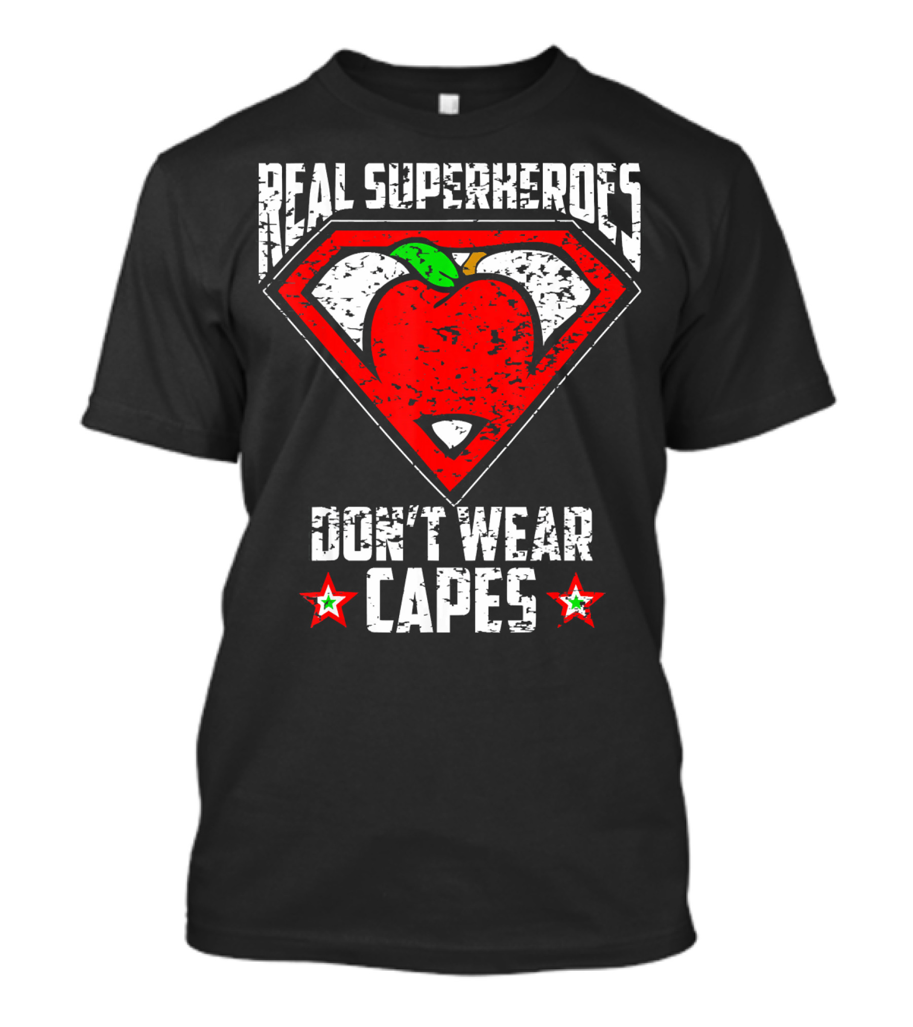 Real Superheroes Don't Wear Capes Apple Emblem T-Shirt