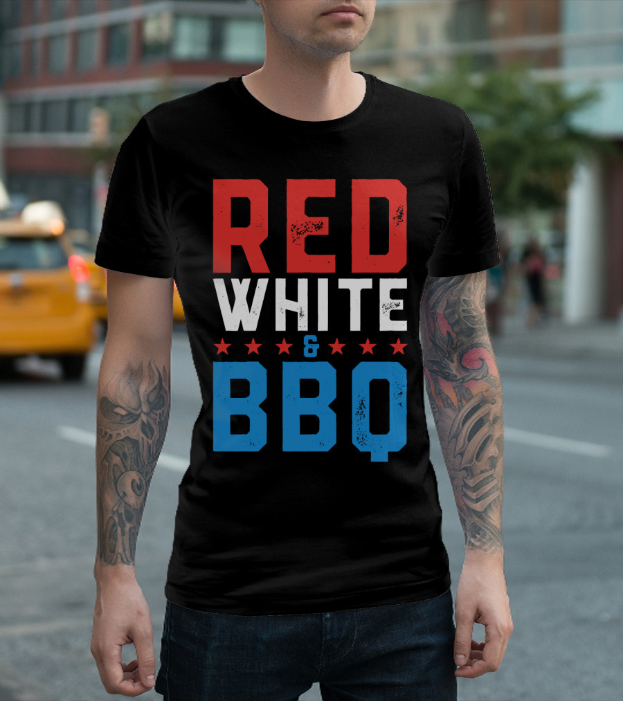 Red White and BBQ Patriotic Fourth of July USA Fun T-Shirt