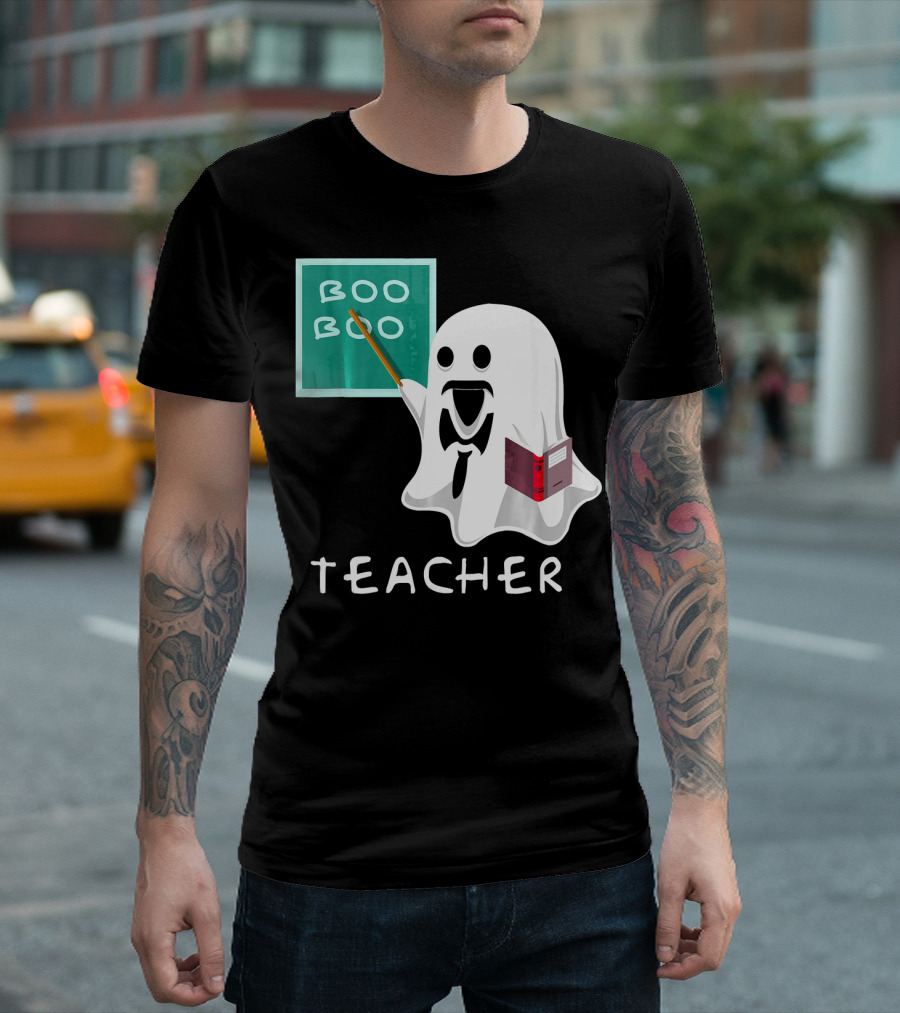 Boo Boo Teacher Ghost With Chalkboard And Book T-Shirt