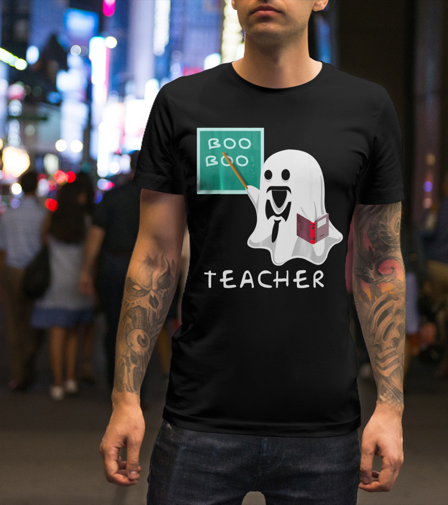 Boo Boo Teacher Ghost With Chalkboard And Book T-Shirt