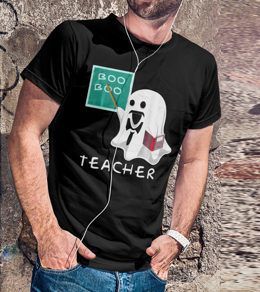 Boo Boo Teacher Ghost With Chalkboard And Book T-Shirt