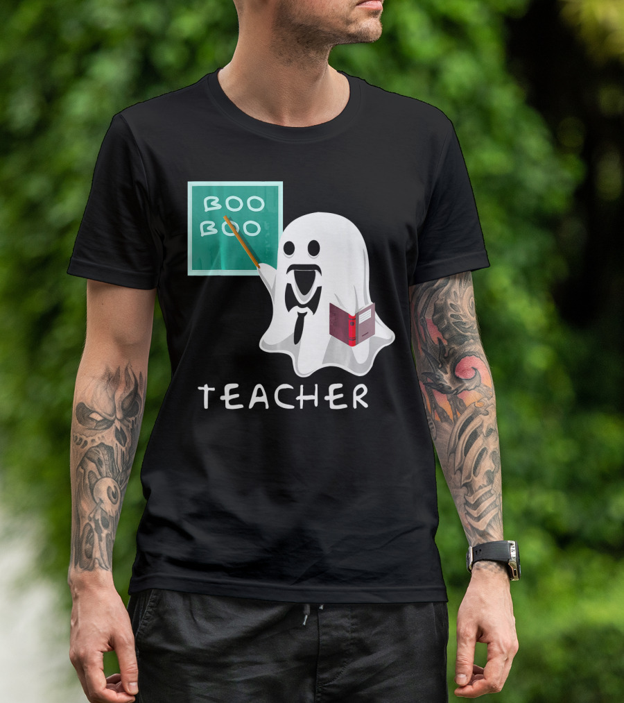 Boo Boo Teacher Ghost With Chalkboard And Book T-Shirt