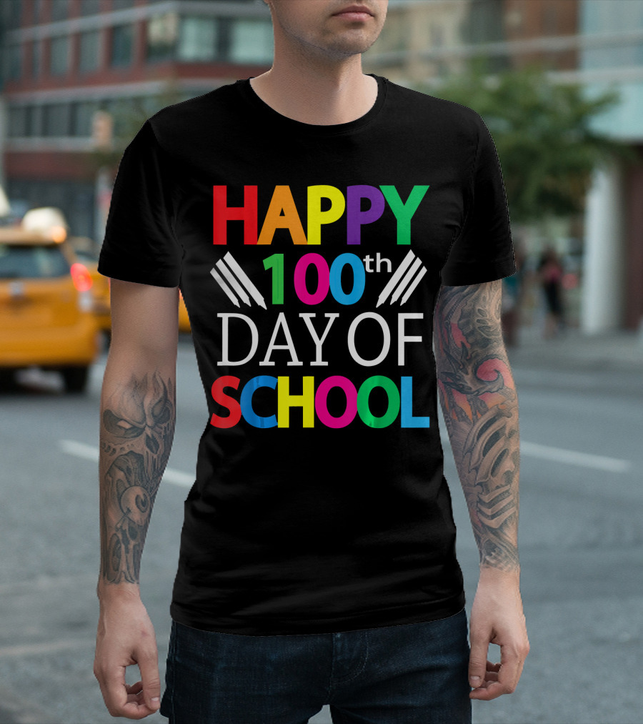 Happy 100th Day of School Colorful Celebration Student Anniversary T-Shirt