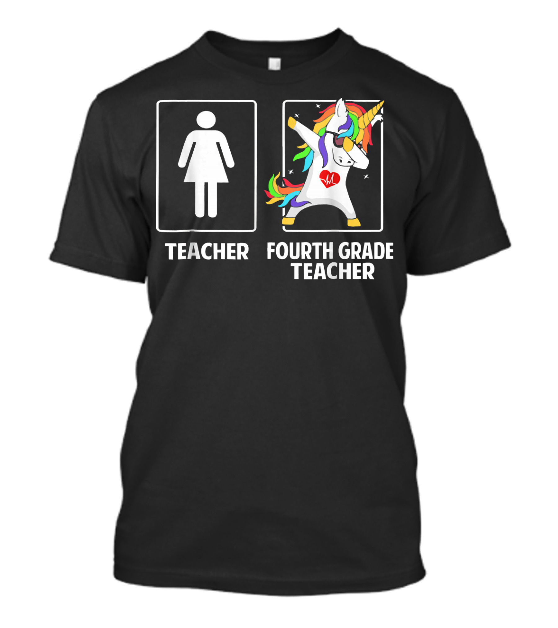 Fourth Grade Teacher Unicorn Dabbing Rainbow Dance T-Shirt