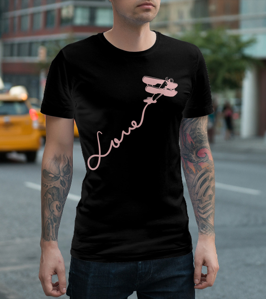 Love Avia Female Pilot Women's Airplane Path T-Shirt