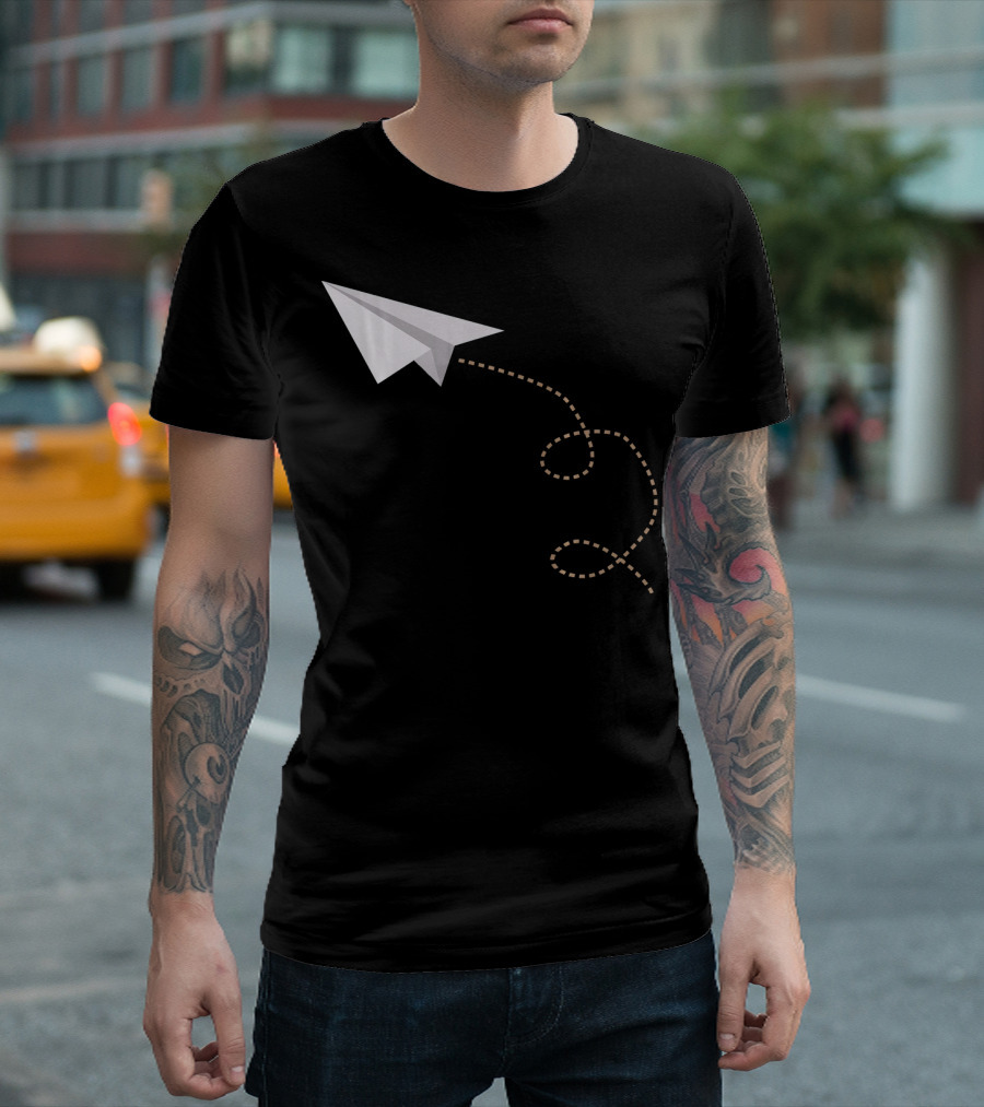 Flying Paper Airplane Awesome Plan Path T-Shirt