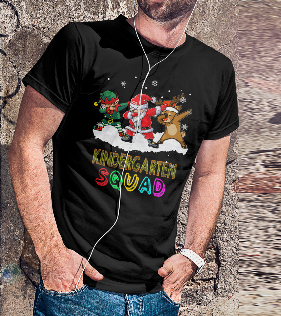 Kindergarten Squad Christmas Elf Santa Teacher T-Shirt