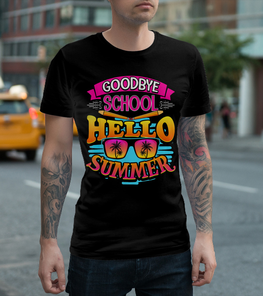 Goodbye School Hello Summer Sunglasses Palm Trees T-Shirt