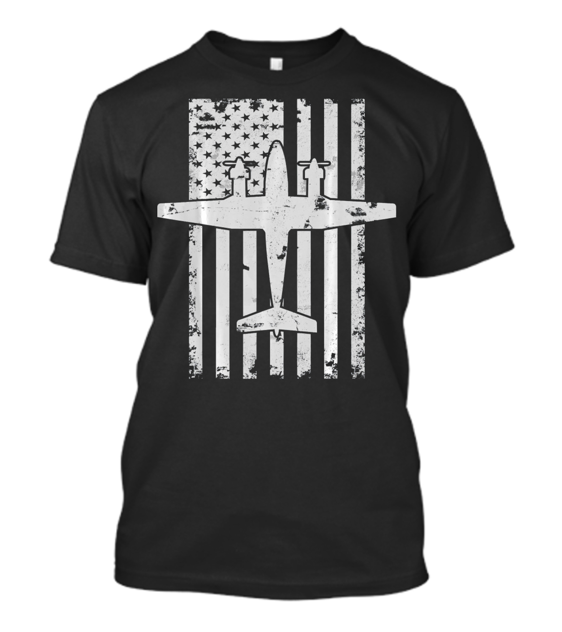 King Air B200 Twin Engine Airplane Patriotic American Flag T-Shirt