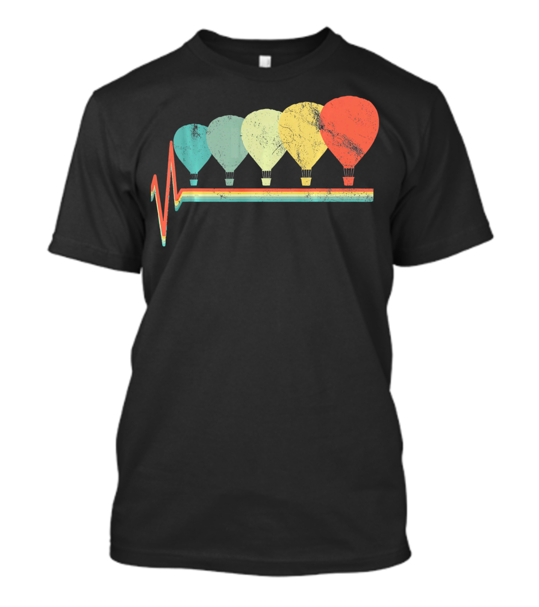 Hot Air Balloon Vintage Fly Heartbeat Retro Colorful Balloons T-Shirt