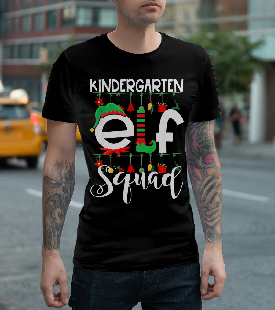 Kindergarten Elf Squad Festive Christmas Teacher Team T-Shirt