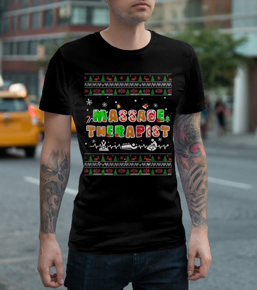 Massage Therapist Christmas Holiday Ugly T-Shirt