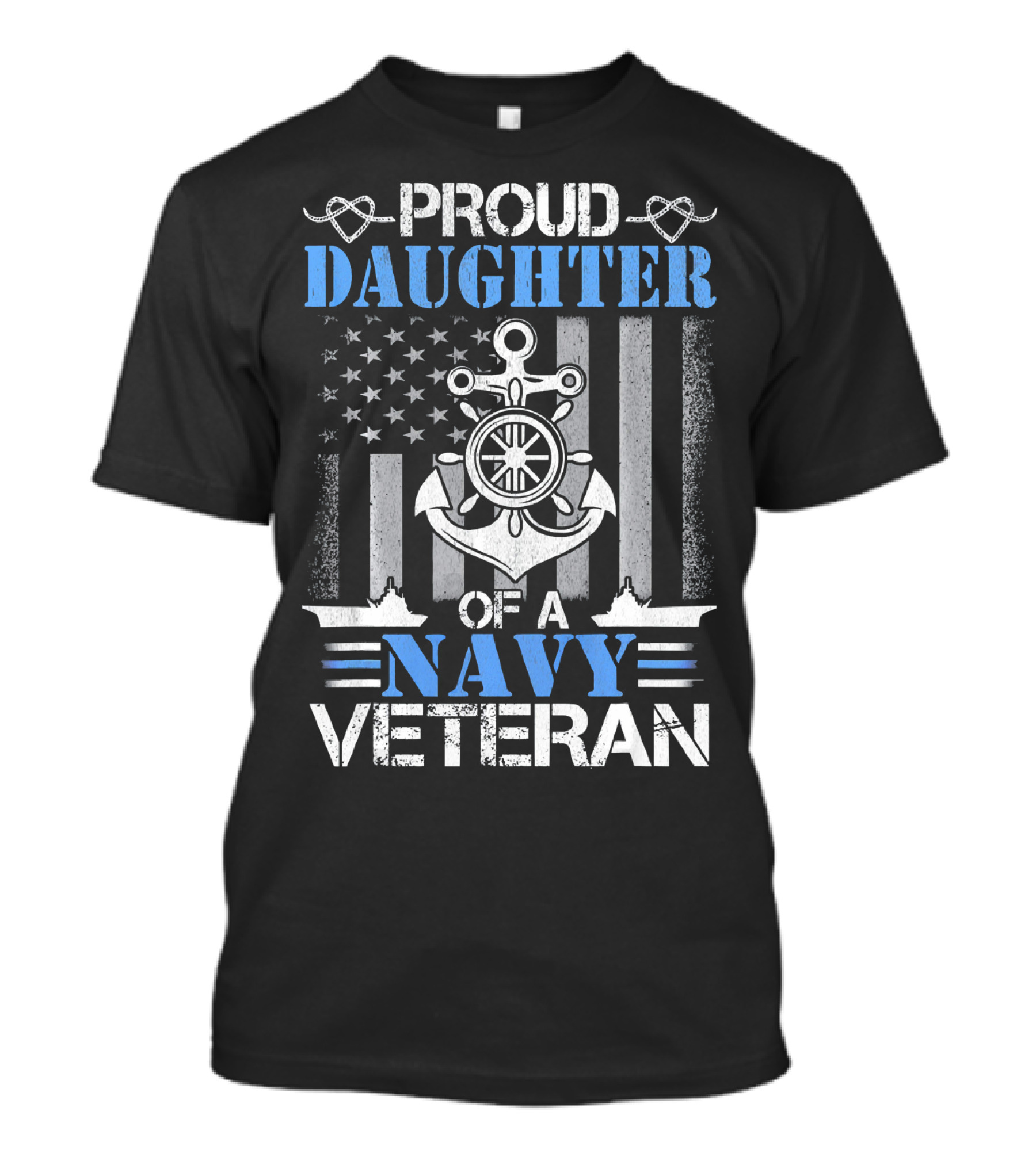 Proud Daughter Of A Navy Veteran Anchor And American Flag T-Shirt
