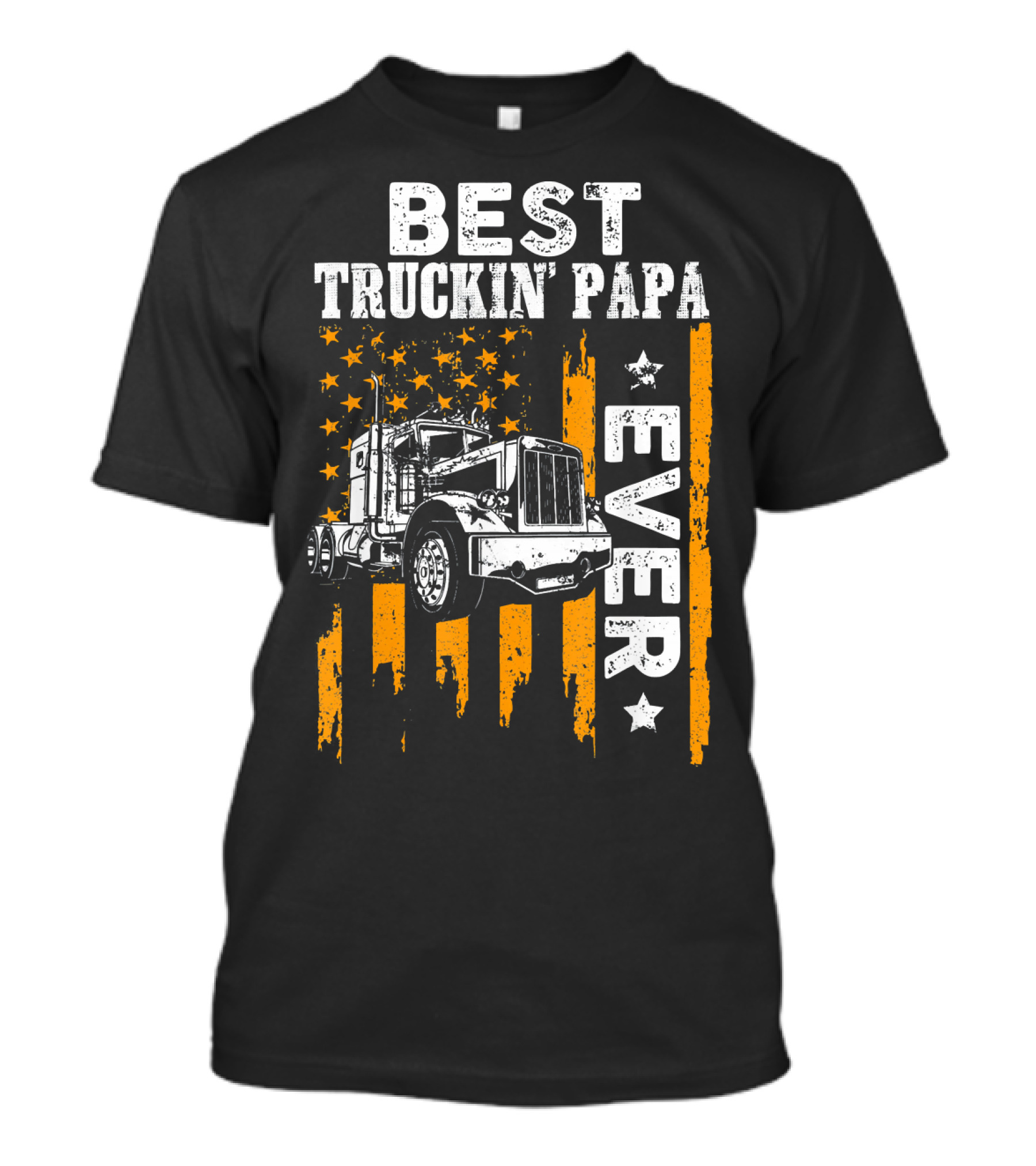Best Truckin Papa Ever Truck USA Flag Retro T-Shirt