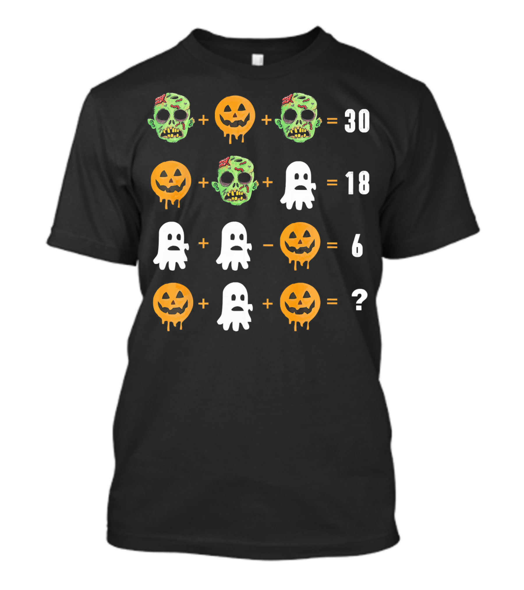 Math Teacher Halloween Pumpkin Zombie Puzzle Equation T-Shirt