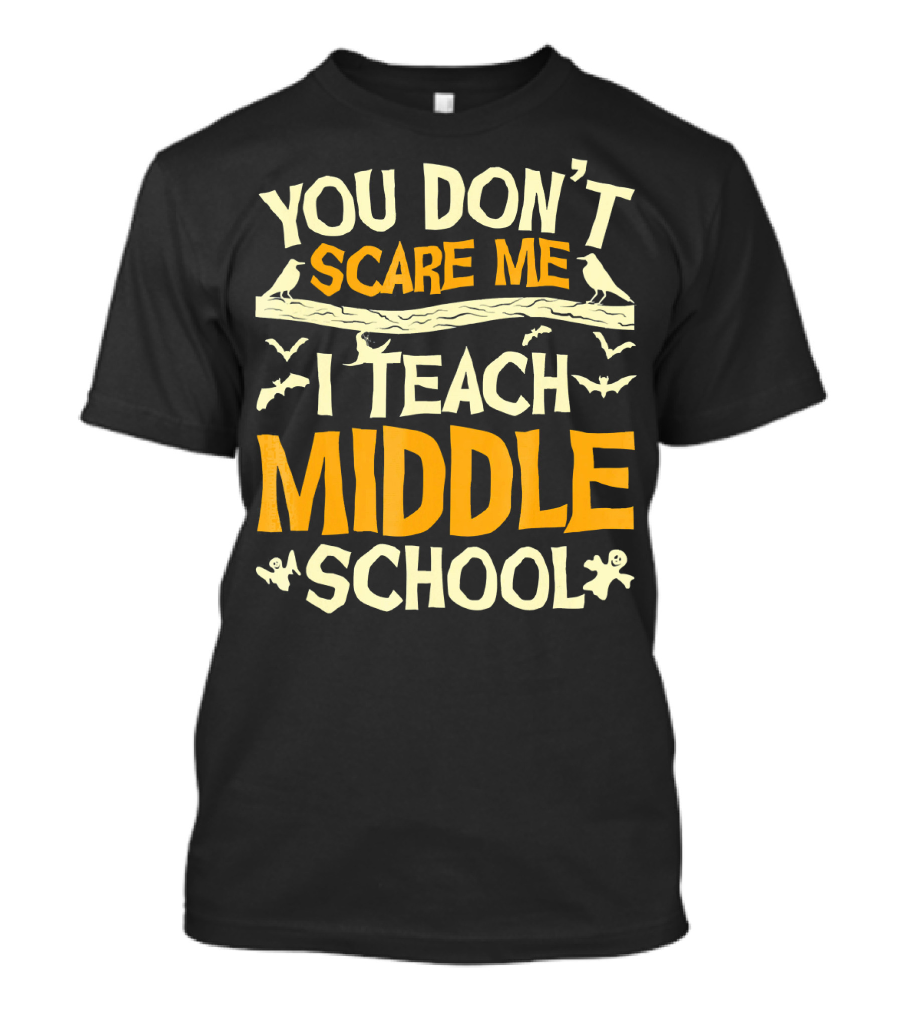You Don't Scare Me I Teach Middle School Ravens Bats Ghosts T-Shirt