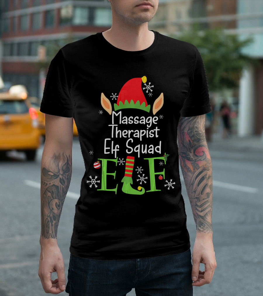 Massage Therapist Elf Squad Christmas Holiday Team T-Shirt