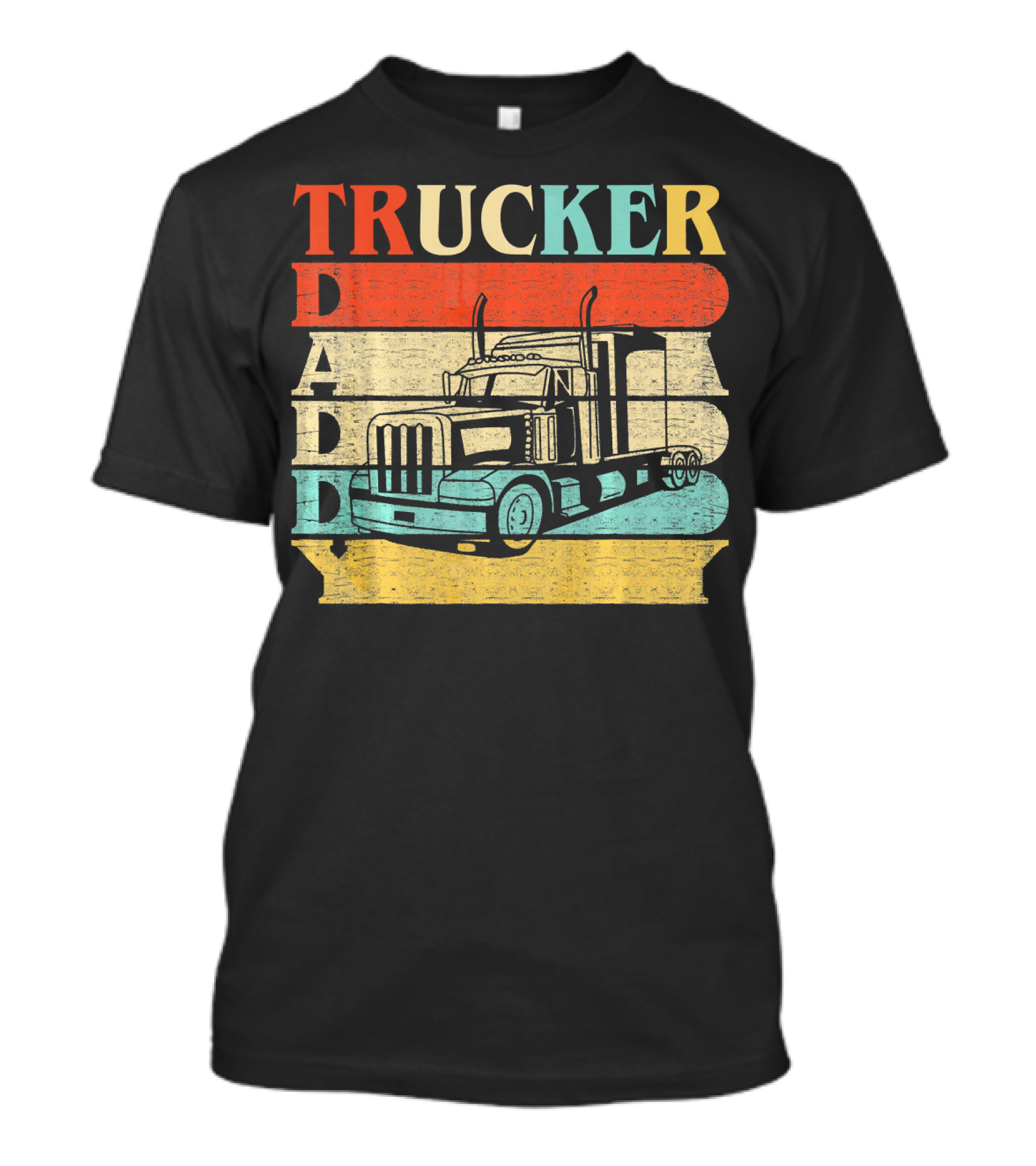 Retro Vintage Trucker Daddy With Big Rig Truck T-Shirt