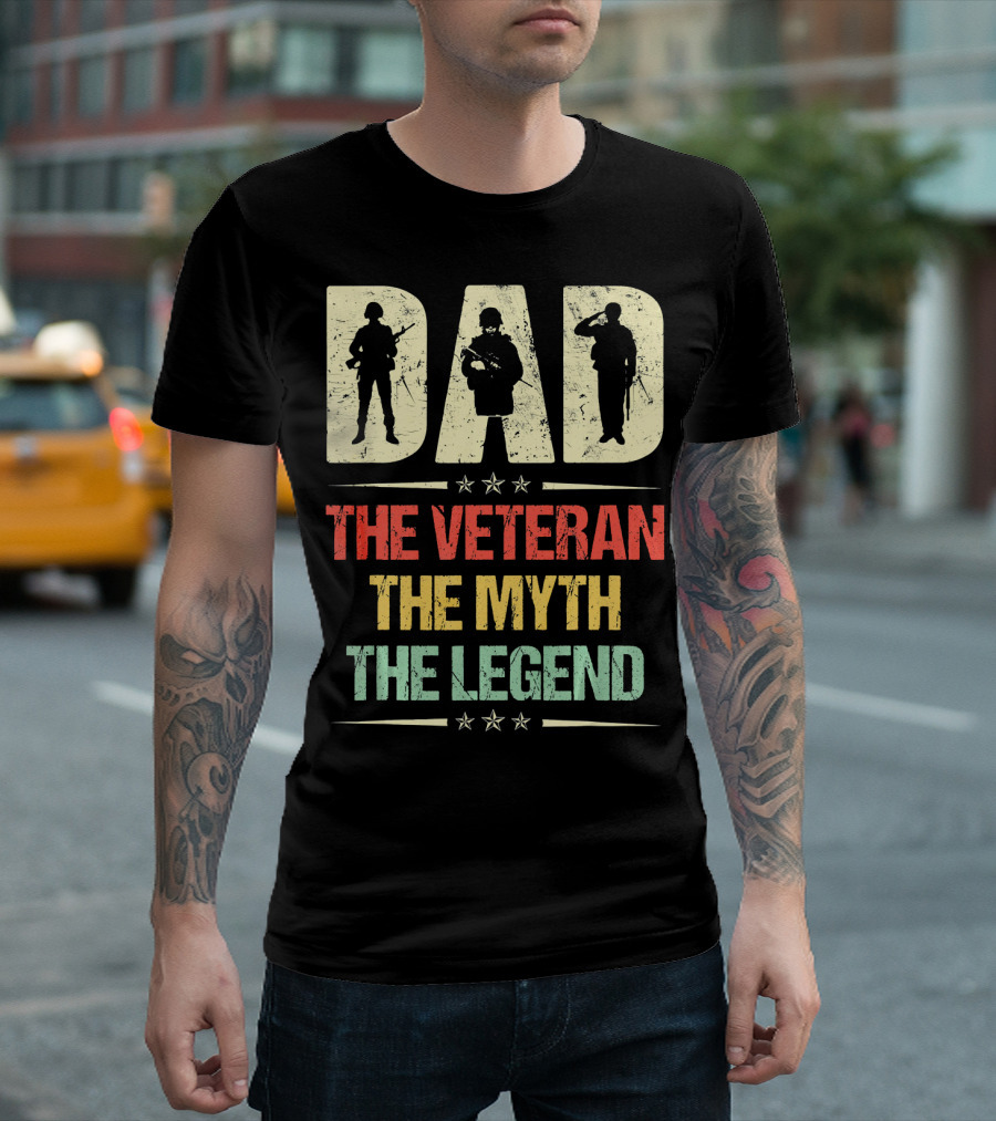 Dad The Veteran The Myth The Legend Retro Vintage T-Shirt