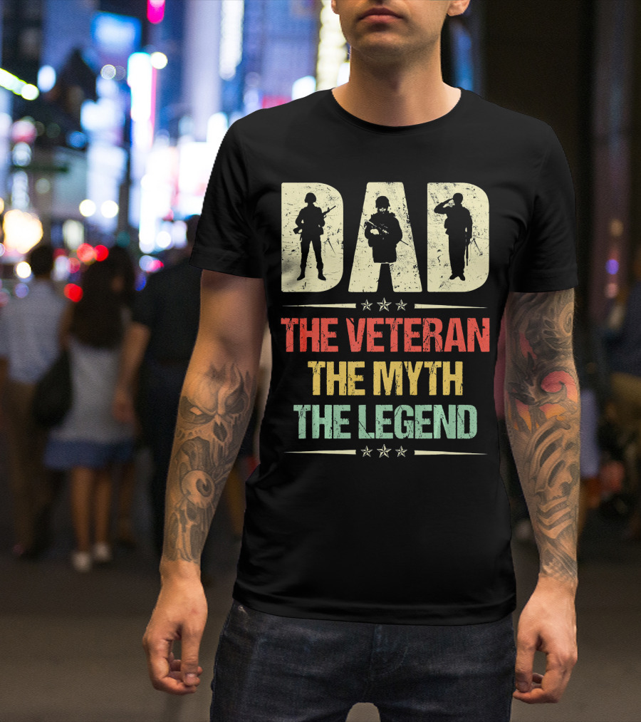 Dad The Veteran The Myth The Legend Retro Vintage T-Shirt