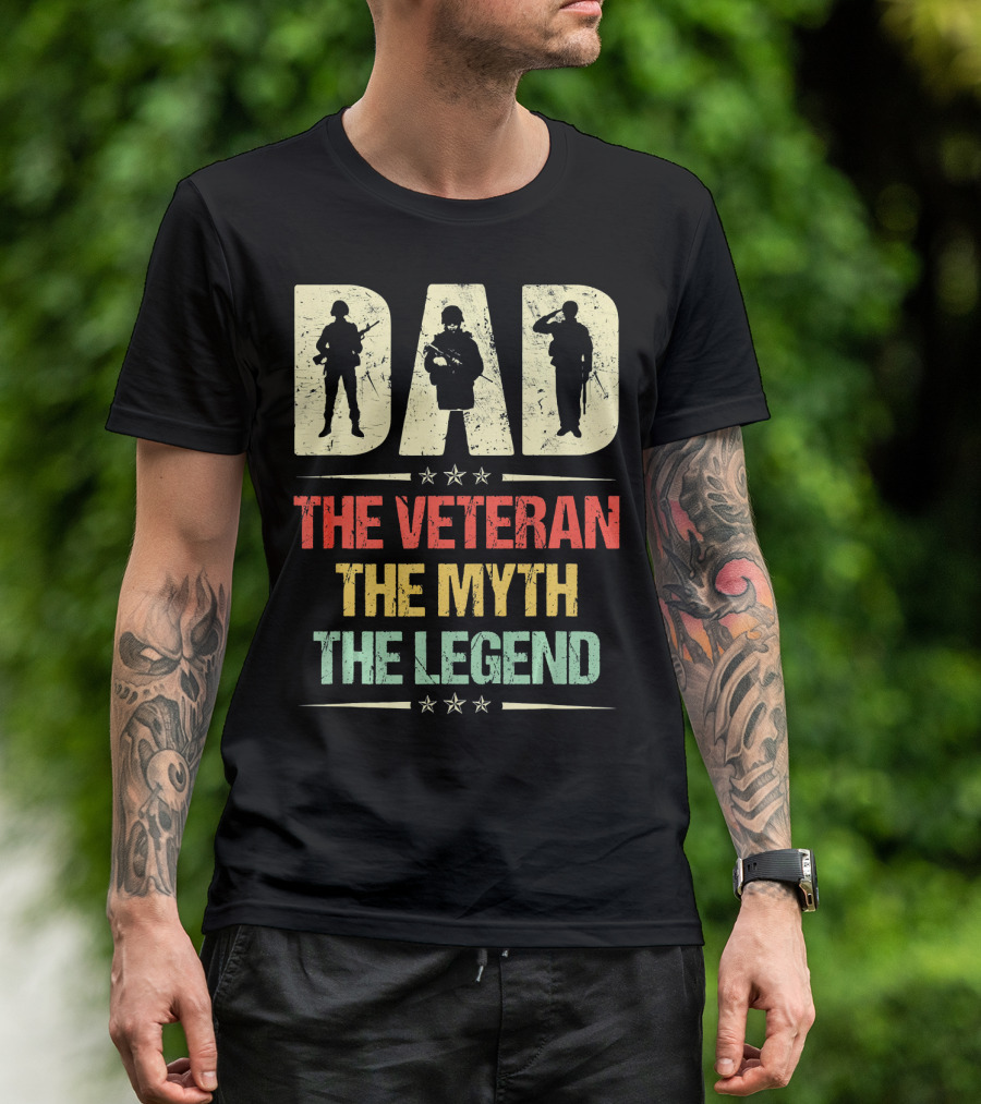 Dad The Veteran The Myth The Legend Retro Vintage T-Shirt