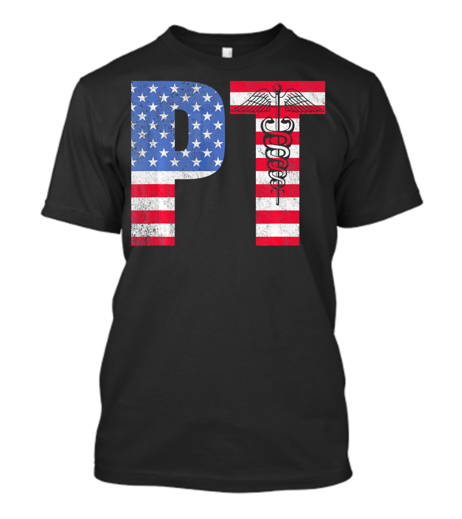 Physical Therapist PT American Flag Caduceus Mont T-Shirt