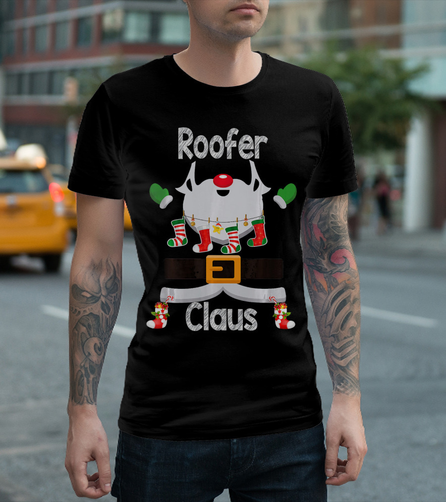 Roofer Claus Santa Christmas Pajama Costume T-Shirt