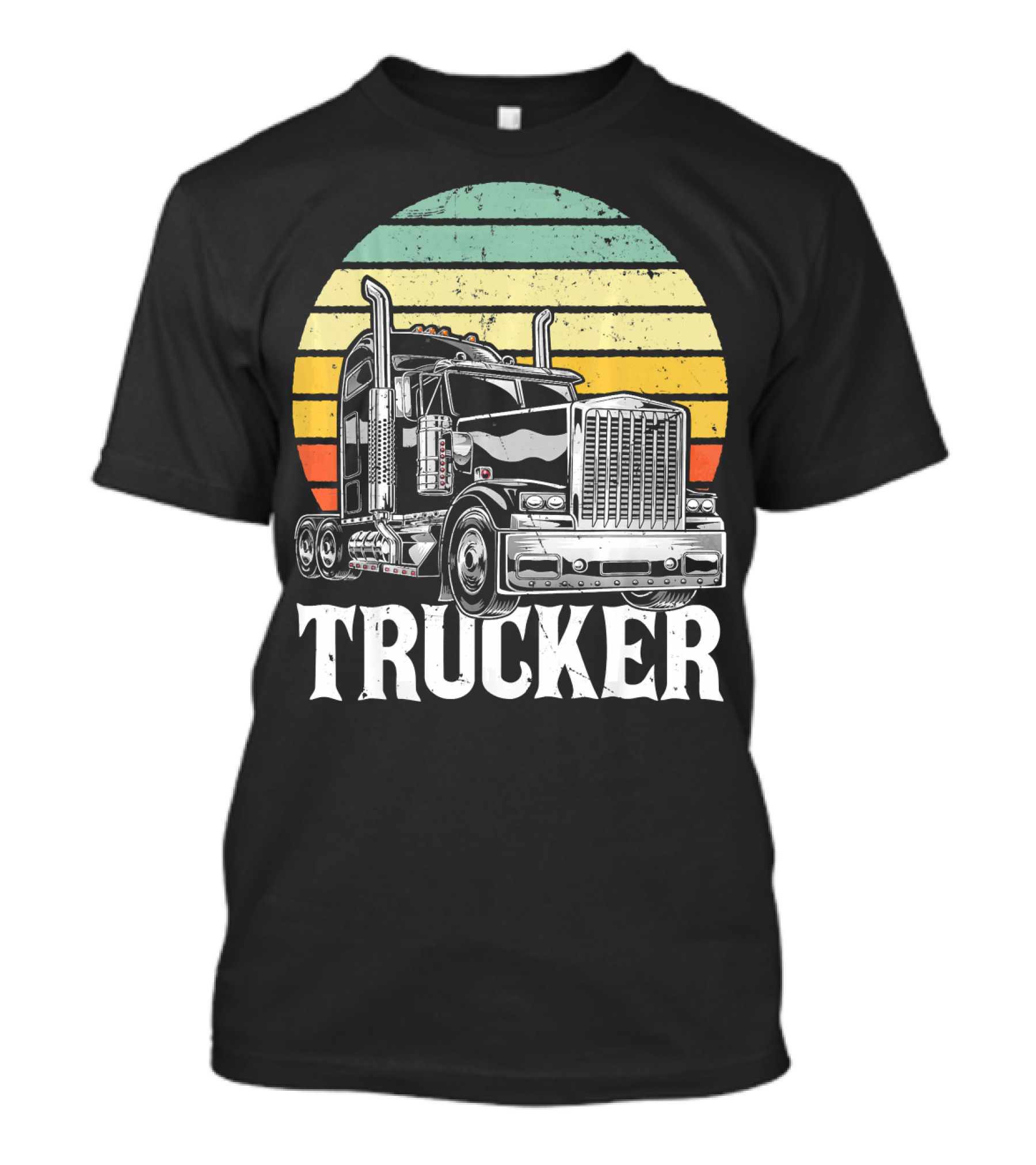 Retro Vintage Trucker Big Rig Semi Trail Stripes T-Shirt