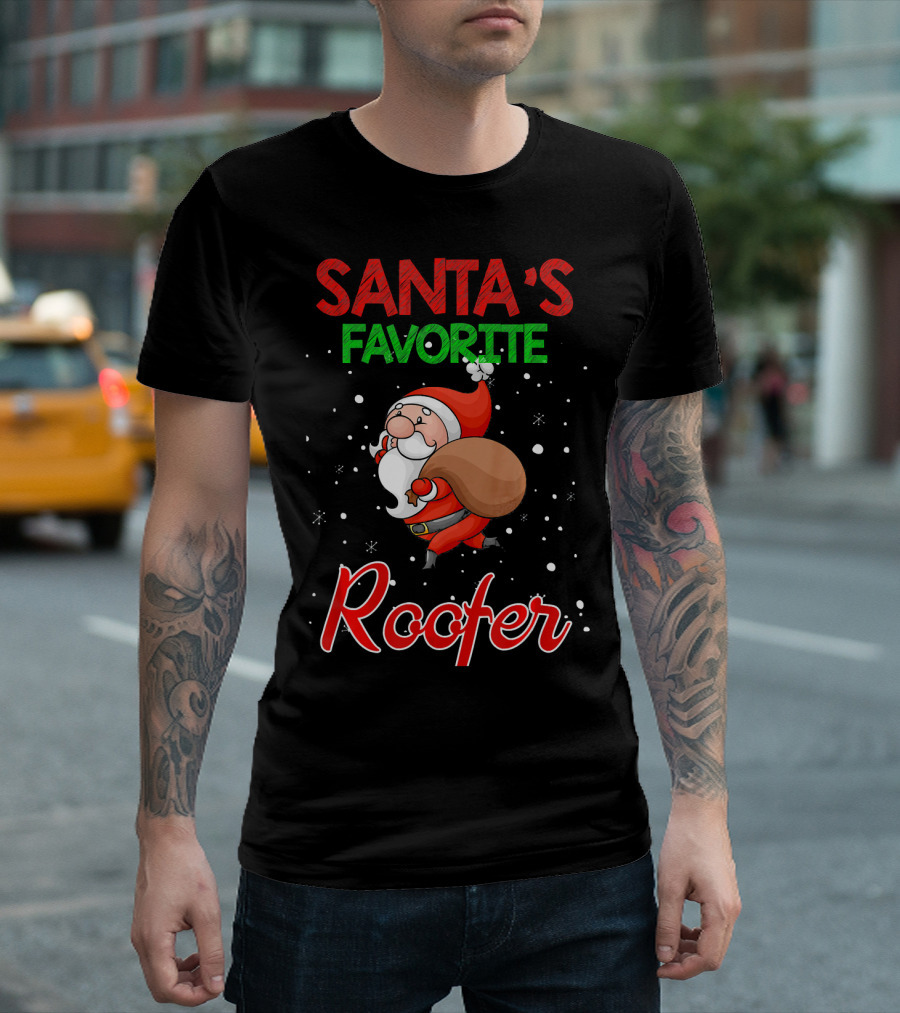 Santas Favorite Roofer Christmas Santa Claus Gift T-Shirt