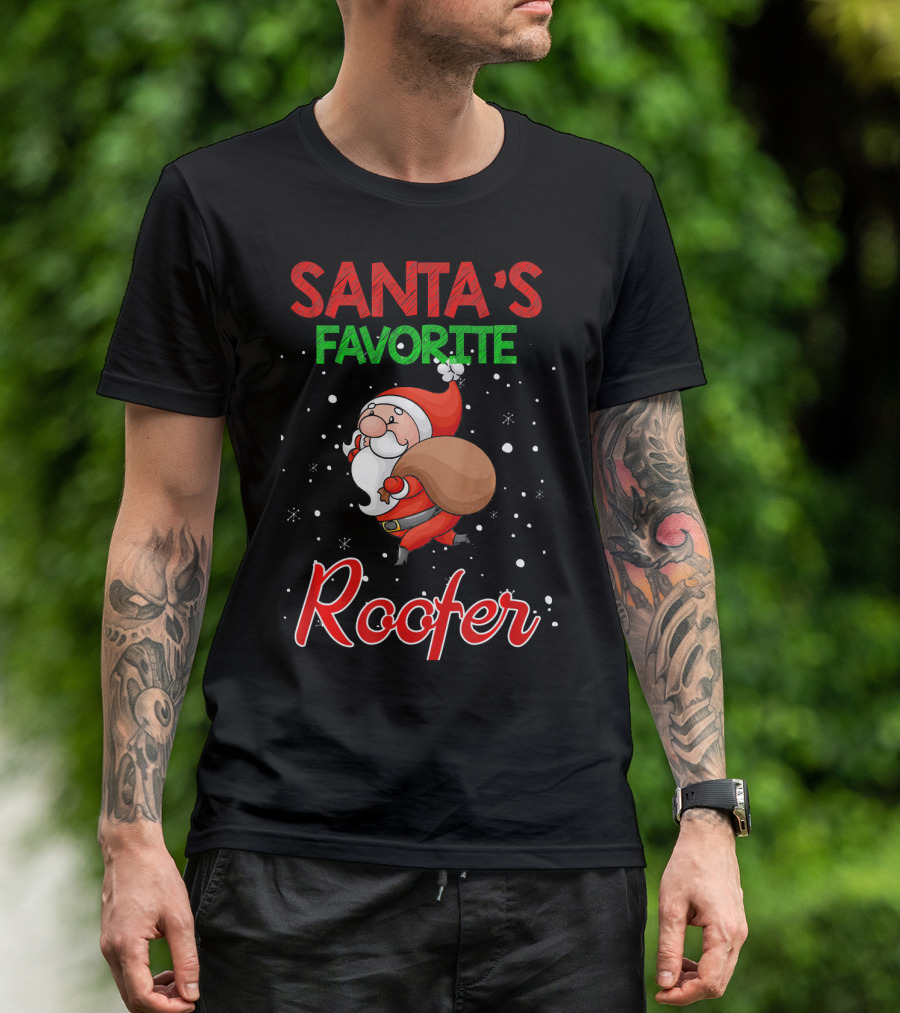 Santas Favorite Roofer Christmas Santa Claus Gift T-Shirt