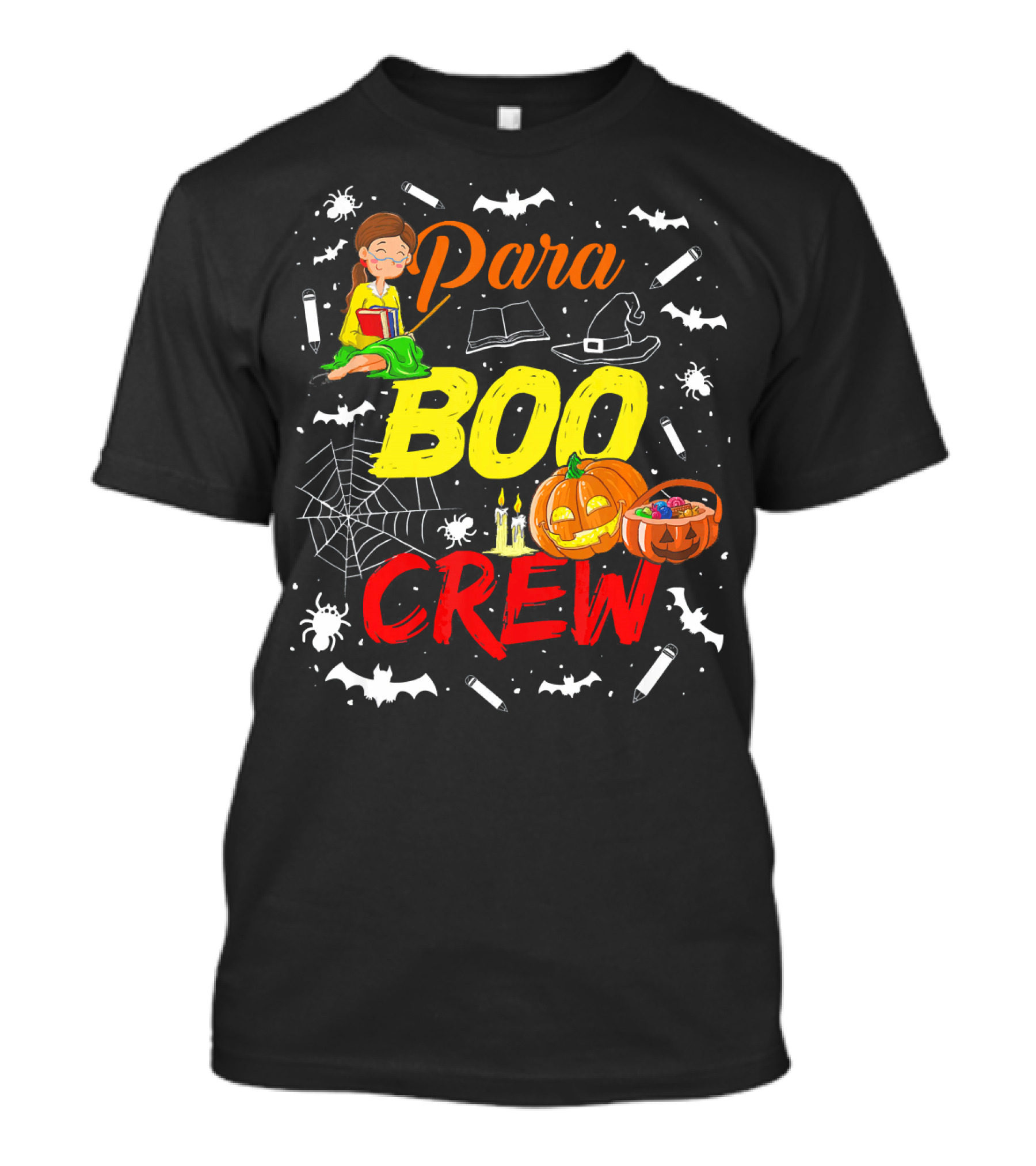 Para Boo Crew Para Squad Halloween Spooky Theme With Pumpkins Candies And Bats T-Shirt