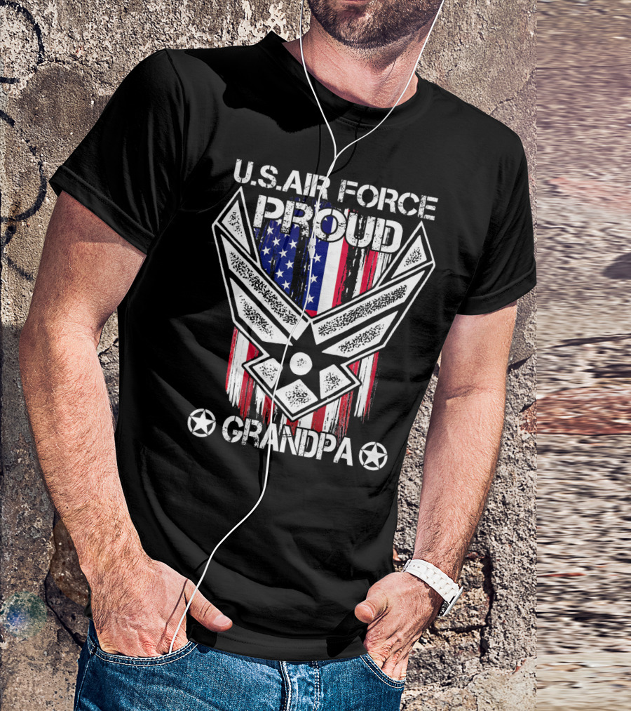 U.S. Air Force Proud Grandpa Veteran Flag T-Shirt
